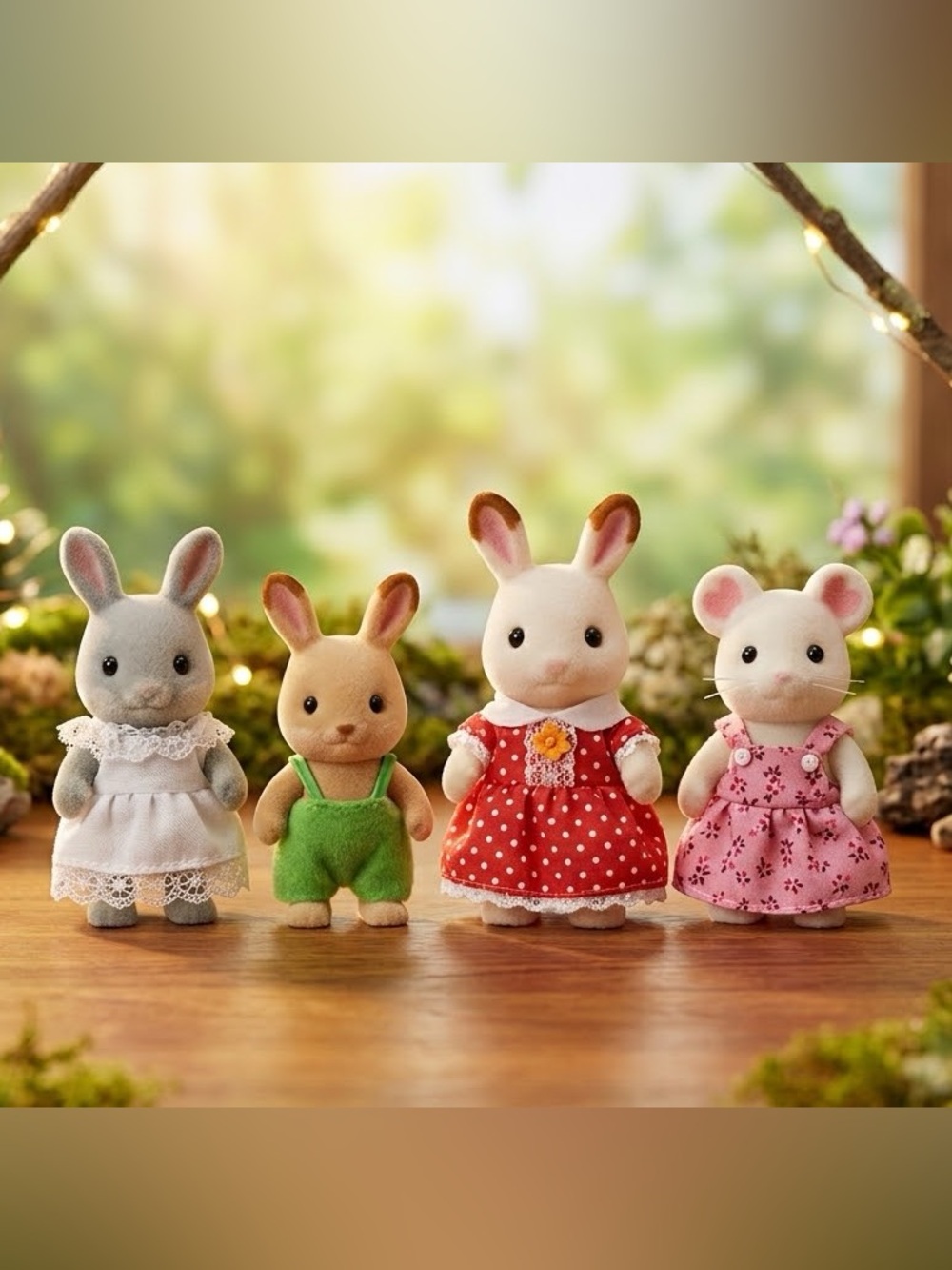 Calico Critters Sylvanian Families Lot of 4 Rabbits & Mouse Figures